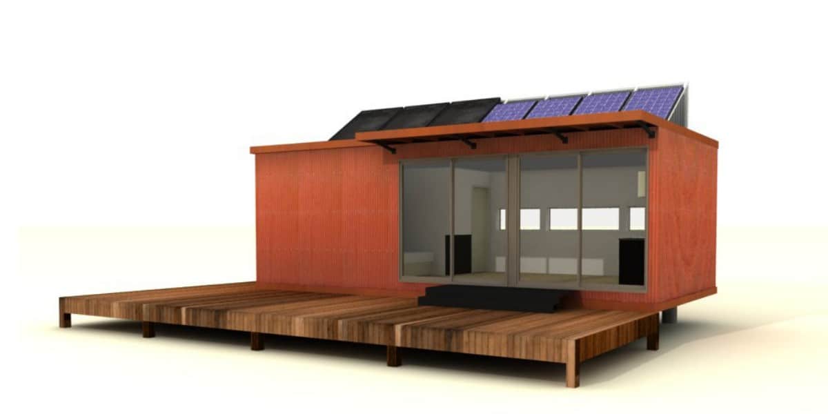 Alchemy WeeHouse 1x Prefab Home, View Of Exterior And Deck.