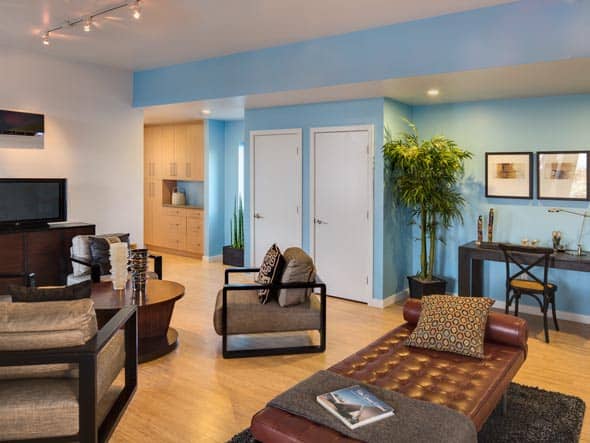Blu Homes Origin prefab home living room area.