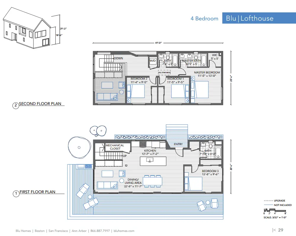 Blu Homes Lofthouse Prefab Home Four Bedroom Floor Plan.