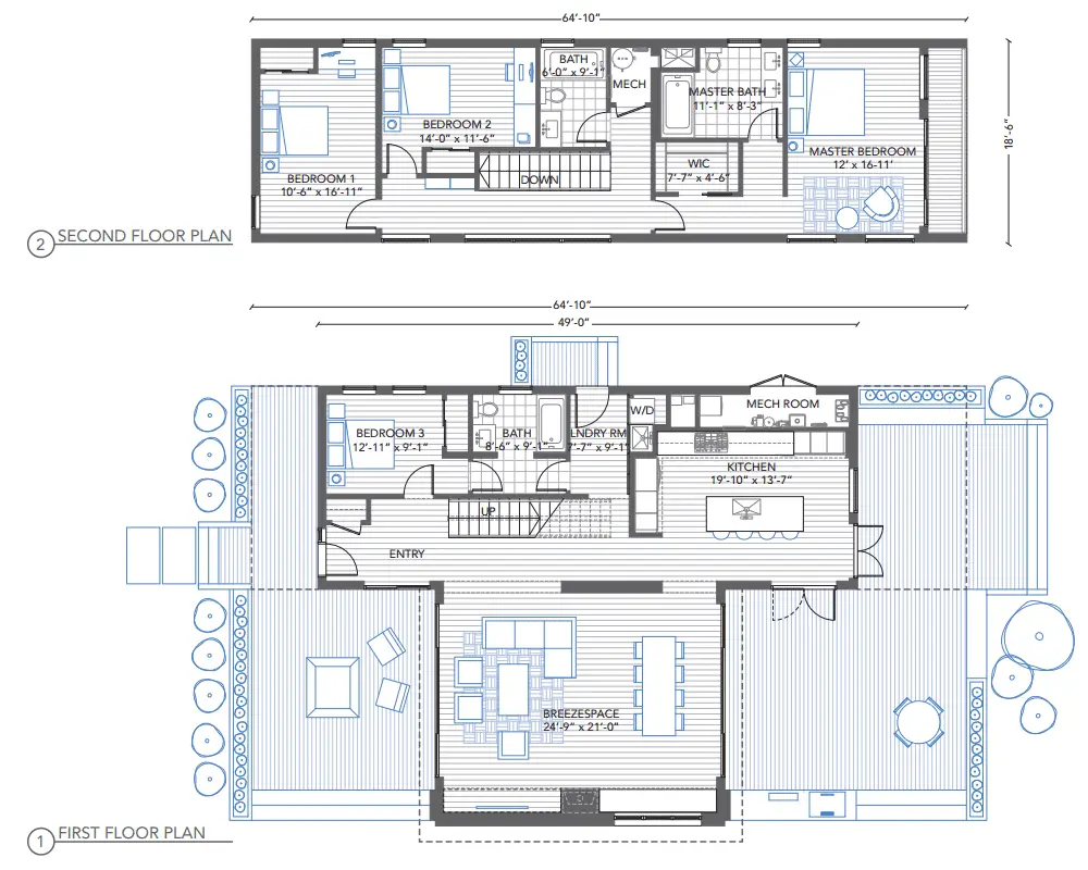 Blu Homes Sidebreeze Prefab Home Four Bedroom Floor Plan.