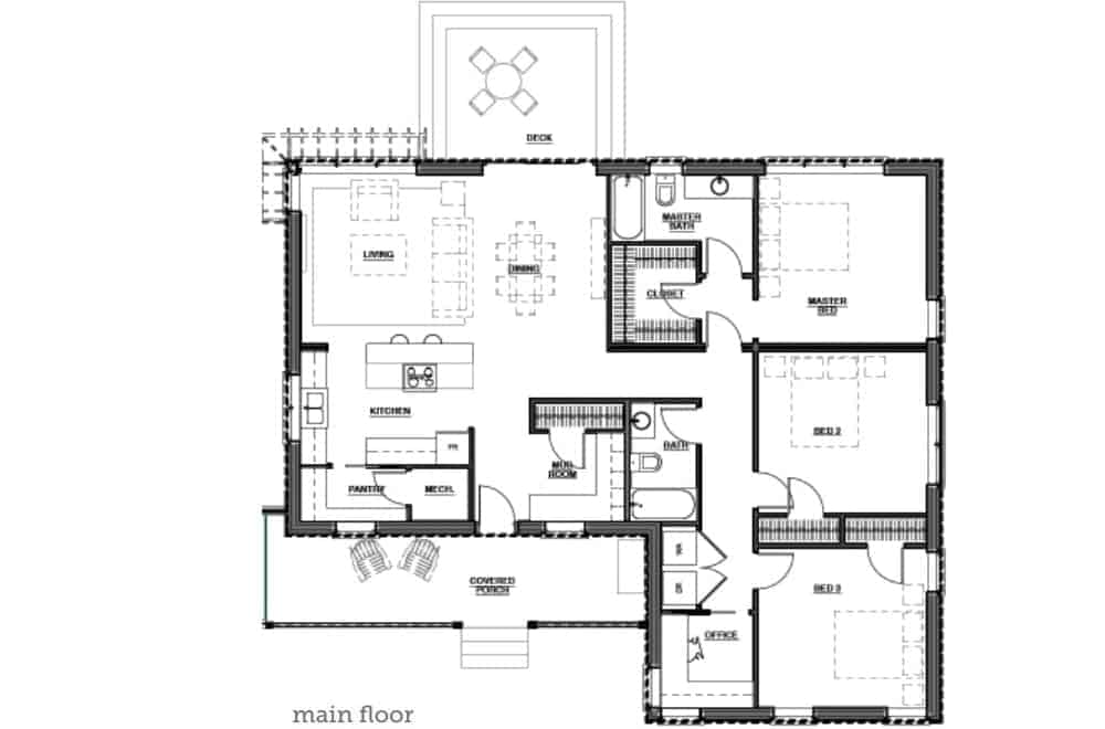 Brightbuilt Home Foxbird Ranch prefab home floor plan.