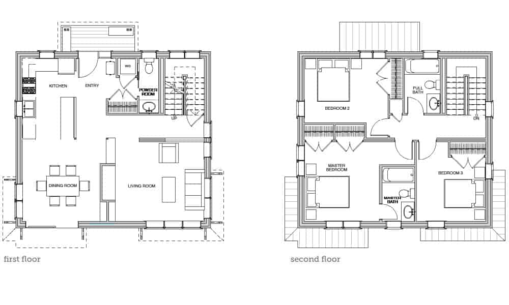 Floor plans for the Brightbuilt Home Great Diamond prefab home model.