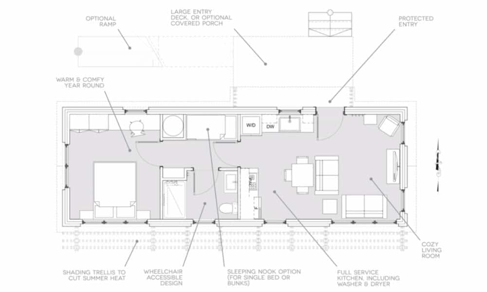 Brightbuilt Home In-Law Flat & Guesthouse net-zero, high efficiency floor plan.