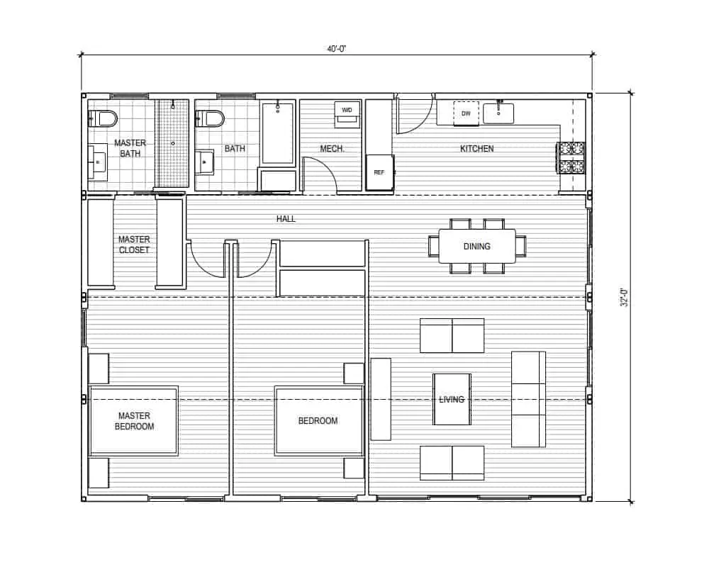 Connect Homes Connect 4 prefab home model floor plan.