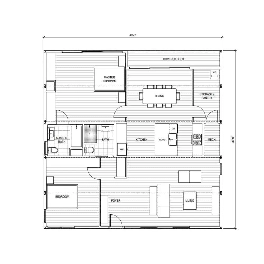 Connect Homes Connect 5 prefab home two bedroom floor plan.