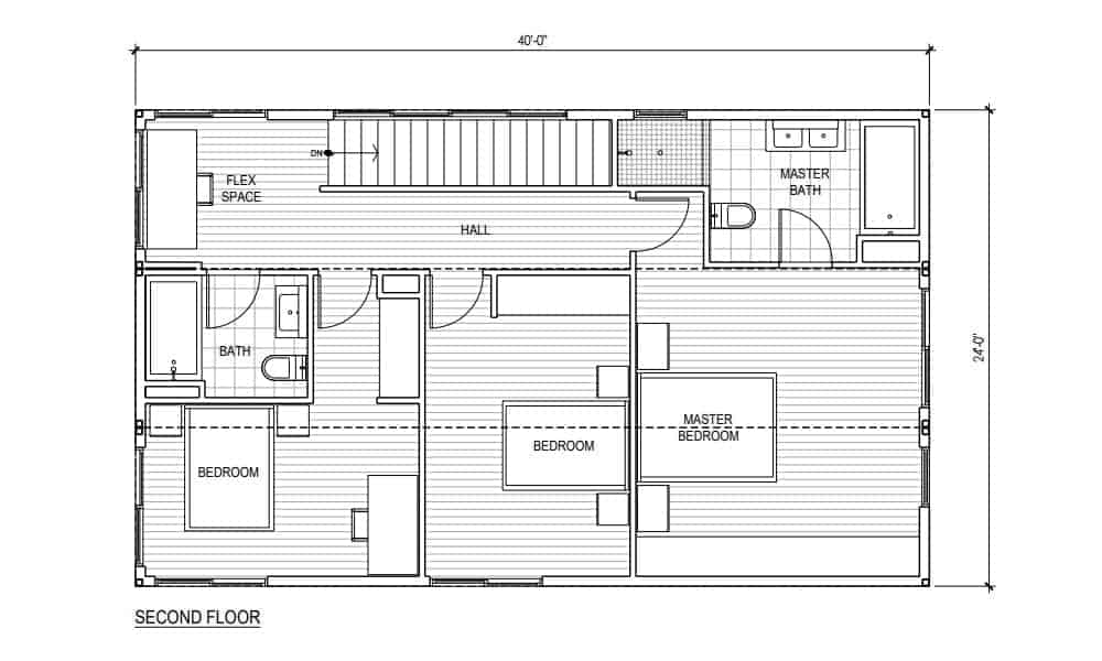 Connect Homes Connect 6T prefab home second level floor plan.
