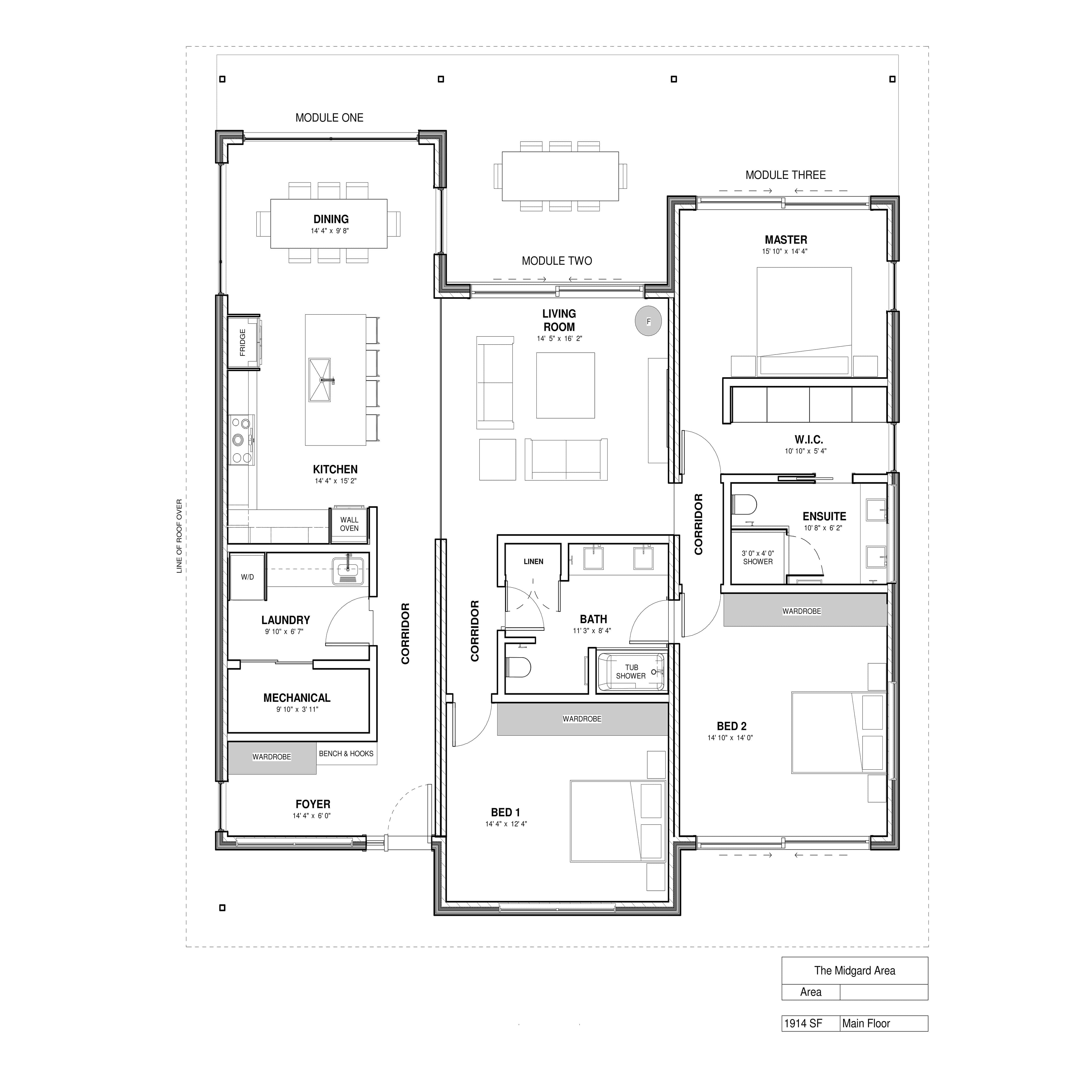 Dvele Midgard modern prefab home floor plan.