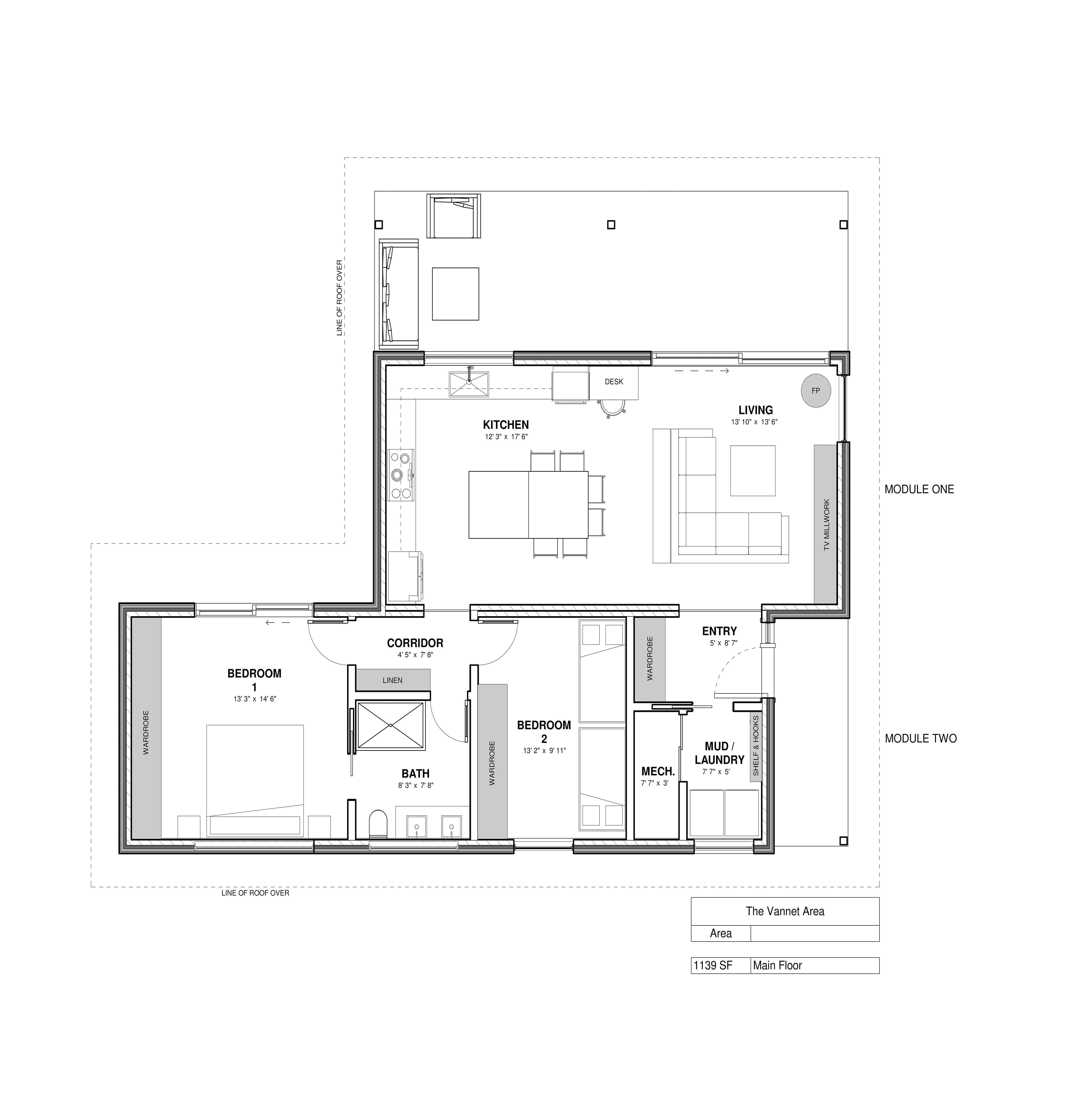 Dvele Vannet modern prefab home floor plan.
