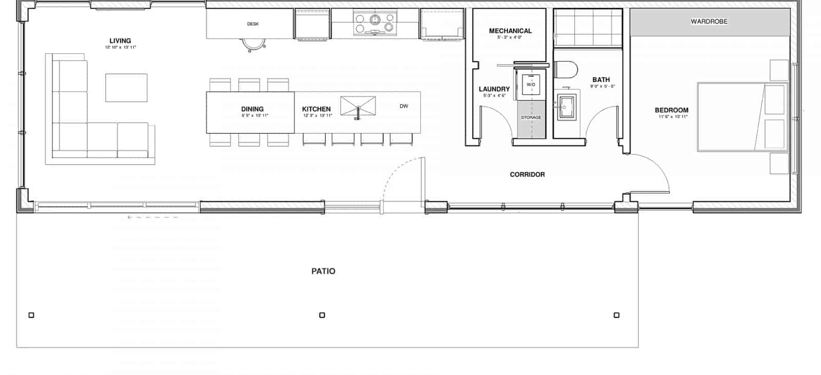 Angora Modern Cottage prefab home or ADU by Dvele - floorplan.