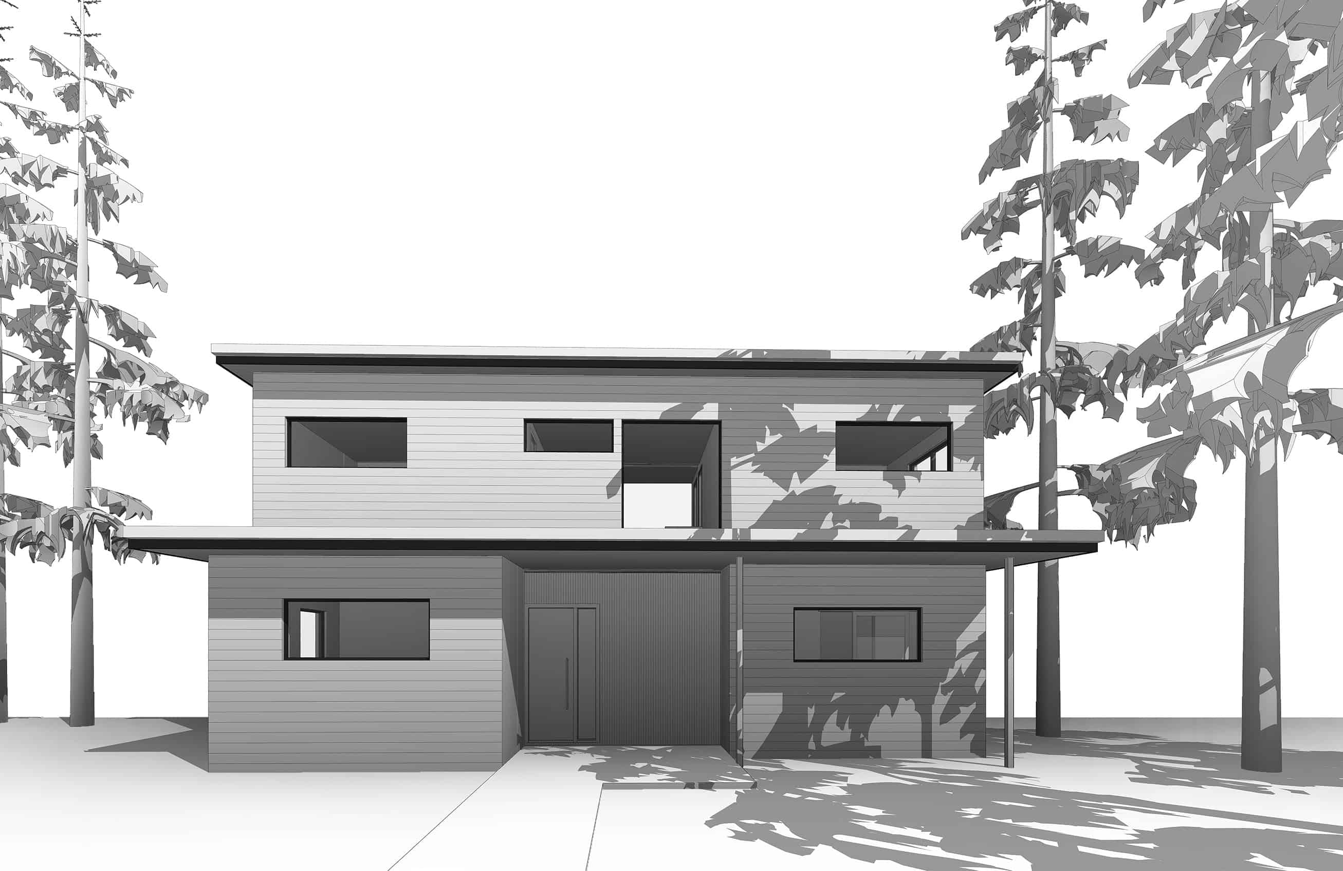 Dvele Hoyde modern prefab home model - front elevation.