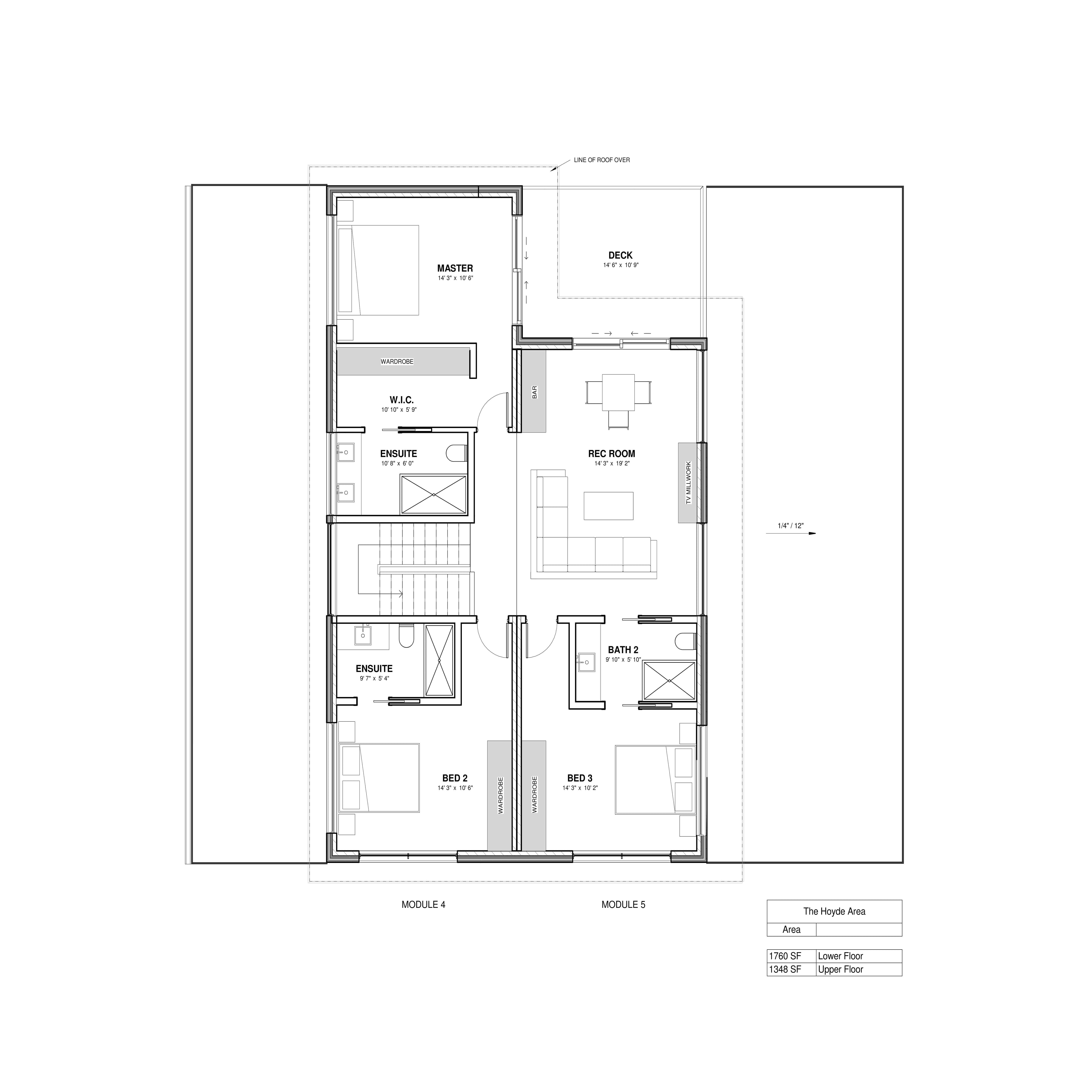Dvele Hoyde modern prefab home model second level floor plan.
