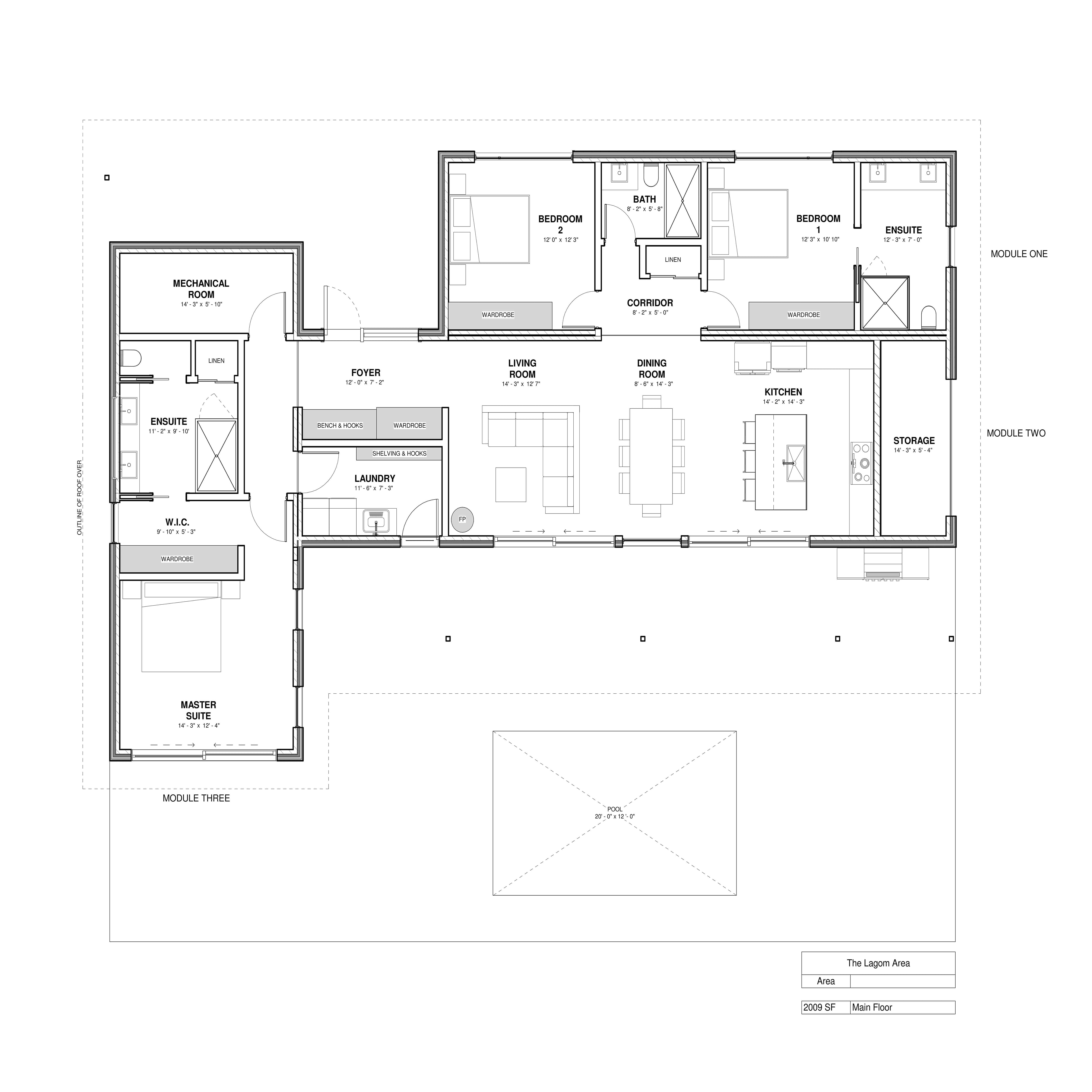 Dvele Lagom modern prefab home floor plan.