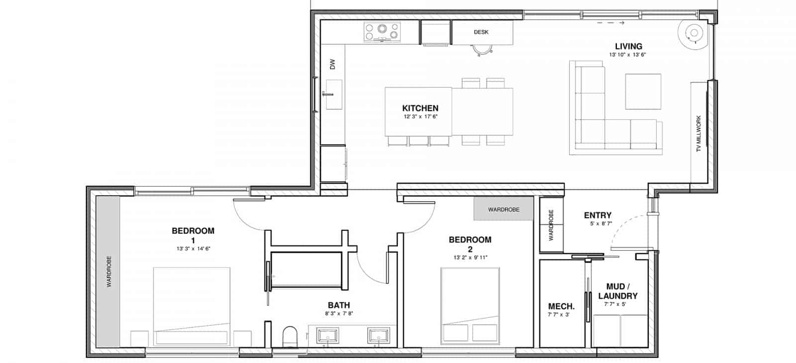 Tenaya Modern Cottage prefab home or ADU by Dvele floorplan.