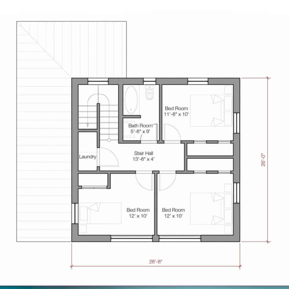 Go Home 1600 sq ft by Go Logic prefab home second level floor plan.