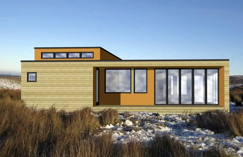 Hive Modular M-Line M003 prefab home - rendering of side exterior.