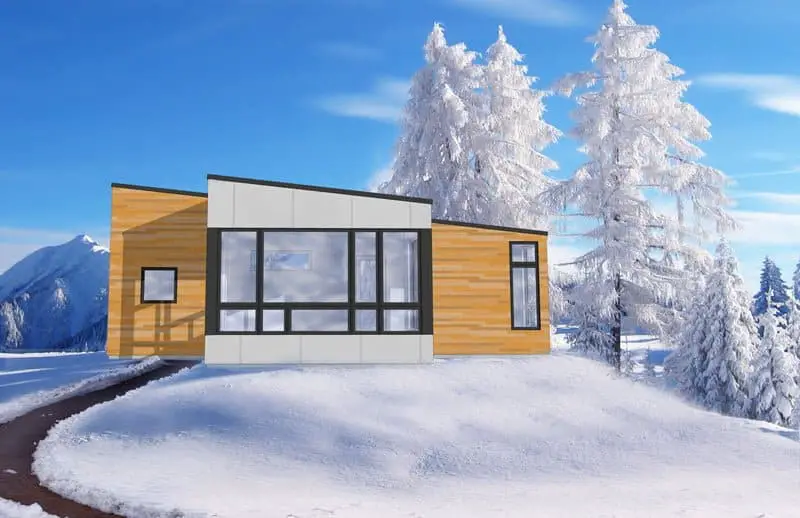 Hive Modular S-Line S003 prefab home - rendering of front exterior.