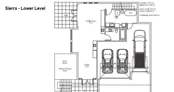 Jenesys Sierra prefab home - floor plan lower level.