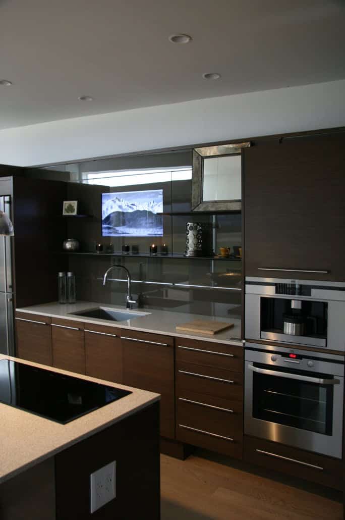 The Bow prefab home - kitchen and kitchen island.