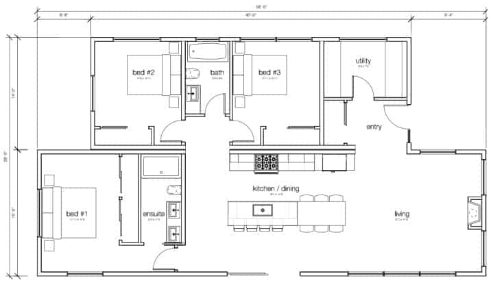 The Muskoka prefab home - floor plan.