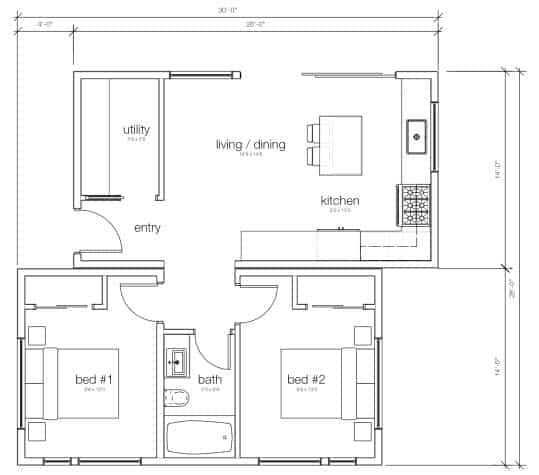 The Waskesiu prefab home - floor plans.