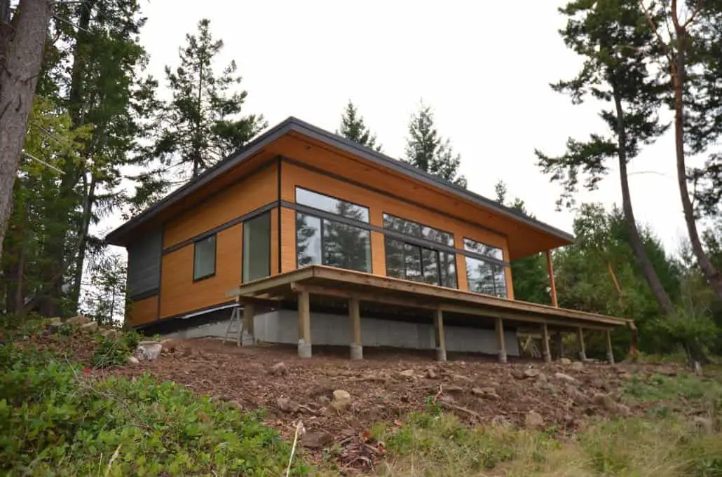 The Waterton prefab home - exterior and deck.