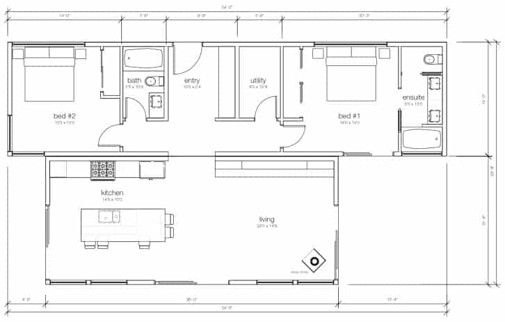 The Waterton prefab home - floor plans.
