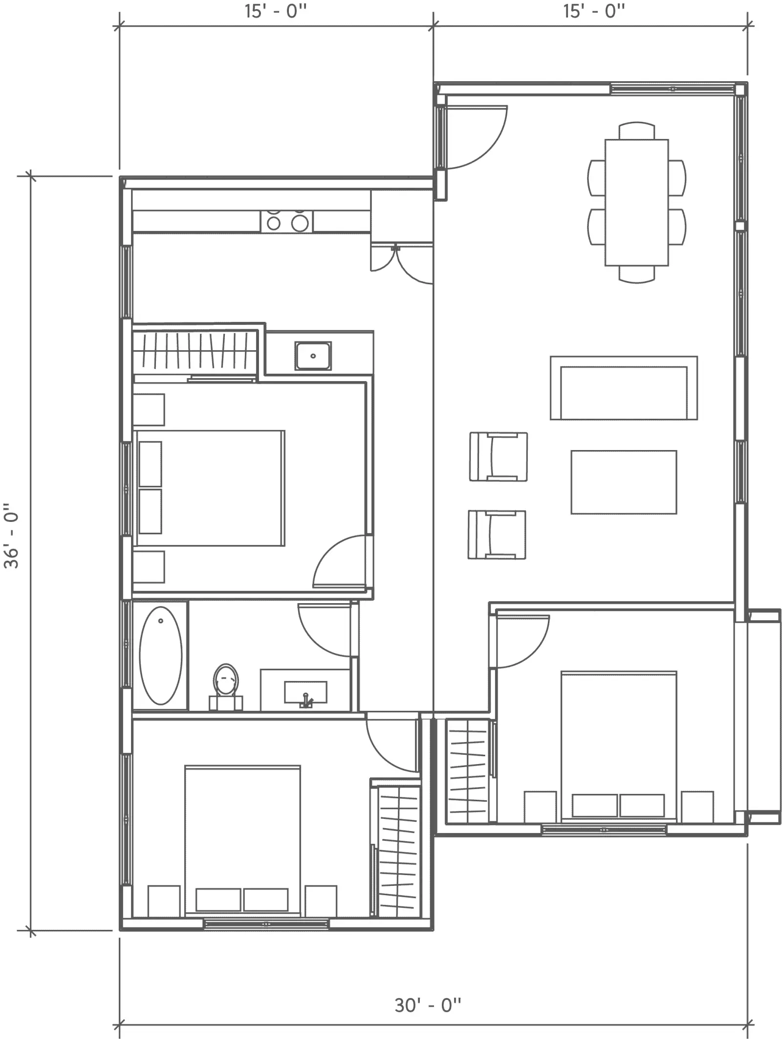 Casita 1100 prefab home model by MA Modular - floor plan.