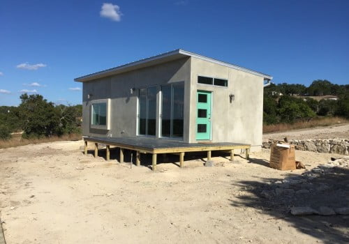 MA Modular Grand-Ma Prefab Home Model - Image Of Rear Exterior And Deck After Construction Complete.
