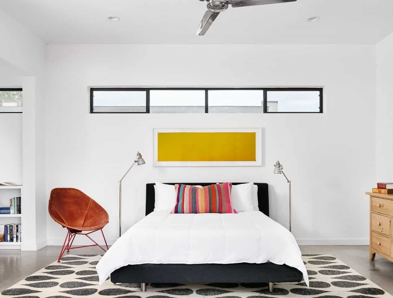 MA Modular Marfa model modern prefab home with view of master bedroom interior.