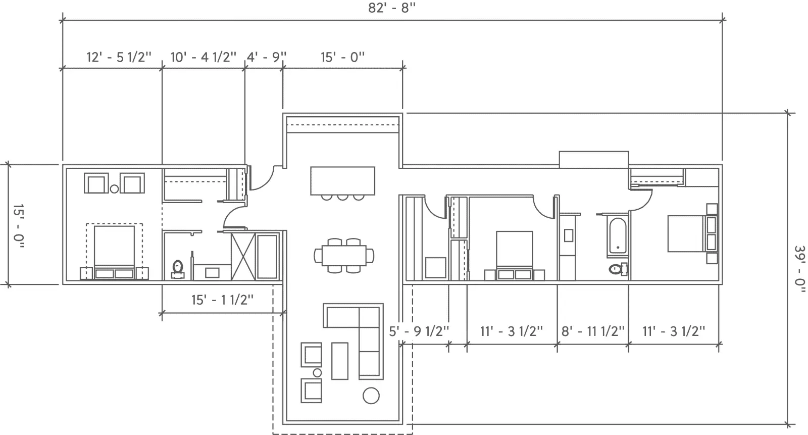 Ma Modular T Plan modern prefab home model floor plans.