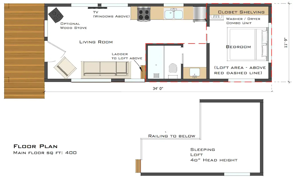 Zip Kit Homes Ridgeline 400 floor plan.
