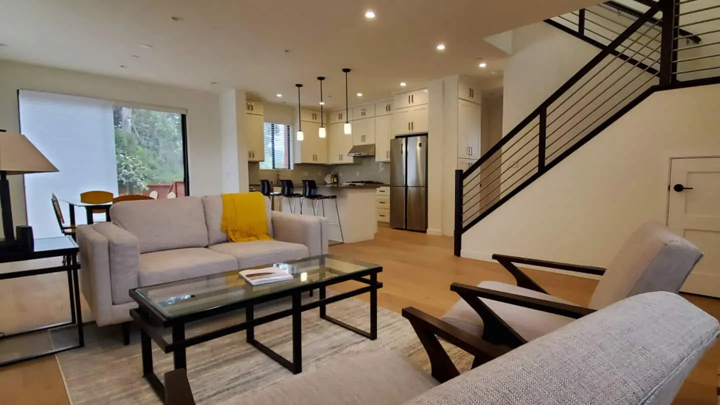 DigzPrefab by NYUDesigns custom prefab modular home build in Santa Cruz, California - interior living room view.