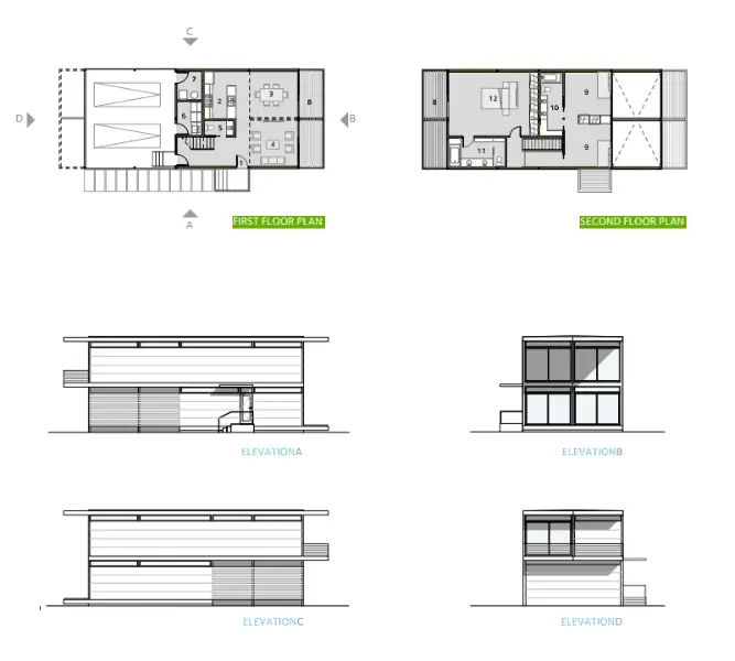LivingHomes CK4.2 prefab home plans and elevation.