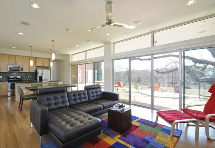 MA Modular Blanco River prefab home - living room.