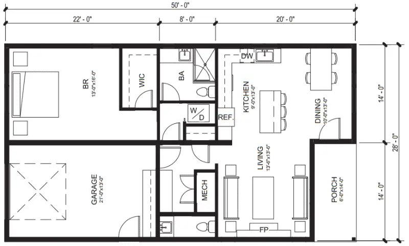 Method Homes Option Series 1 Story prefab home - plan 1.2
