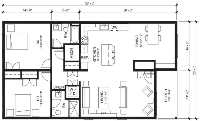 Method Homes Option Series 1 Story prefab home - plan 1.3
