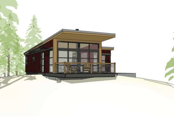 Method Homes M Series M + prefab home - rendering of deck and exterior.