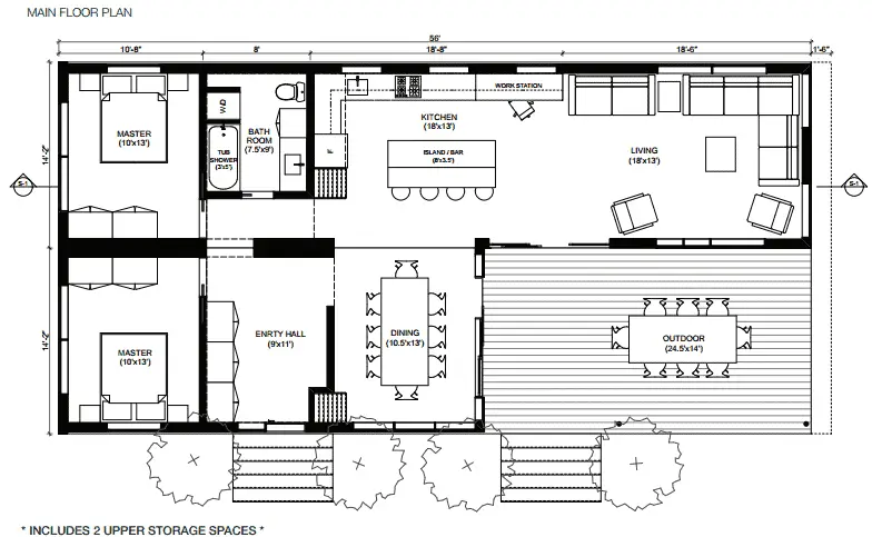 miniHome Cali Series Duo 2 prefab home - floor plan.
