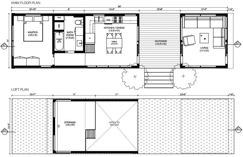 miniHome Cali Series Solo 1 prefab home - floor plan.