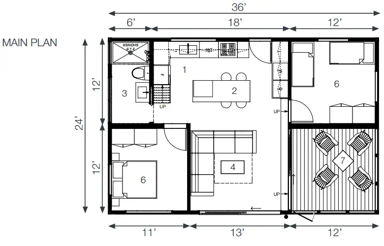 miniHome Duo 36+24 prefab home - floor plan.