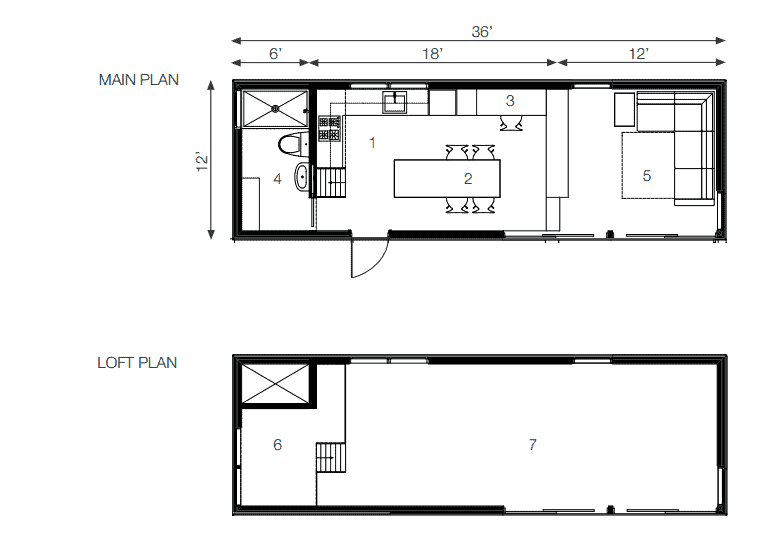 miniHome Solo 36 prefab home - floor plan.