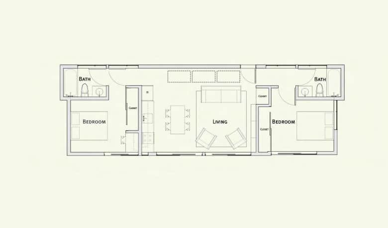 pieceHomes Guest House prefab structure - floor plan.