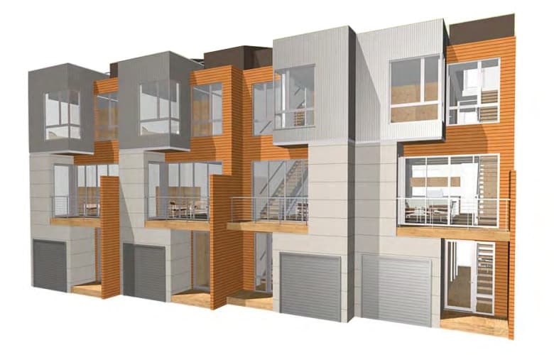 pieceHomes Townhouse multifamily prefab homes - rendering.